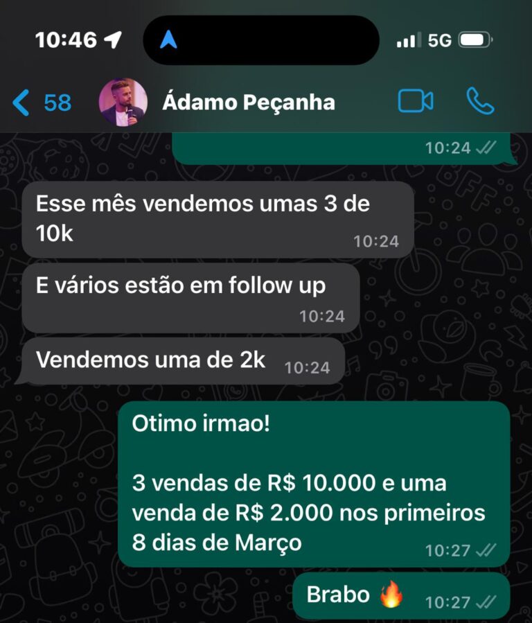 R$ 32k em 8 dias de março