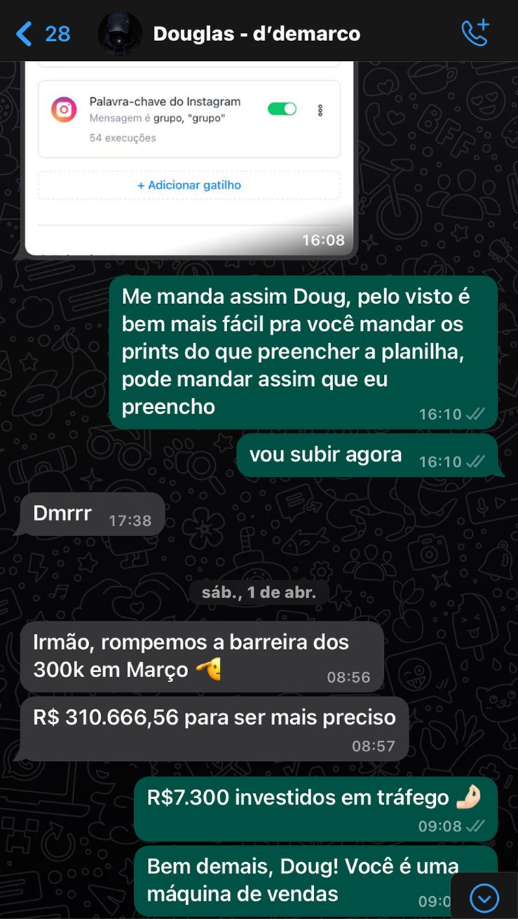 R$ 310k faturados em 90 dias